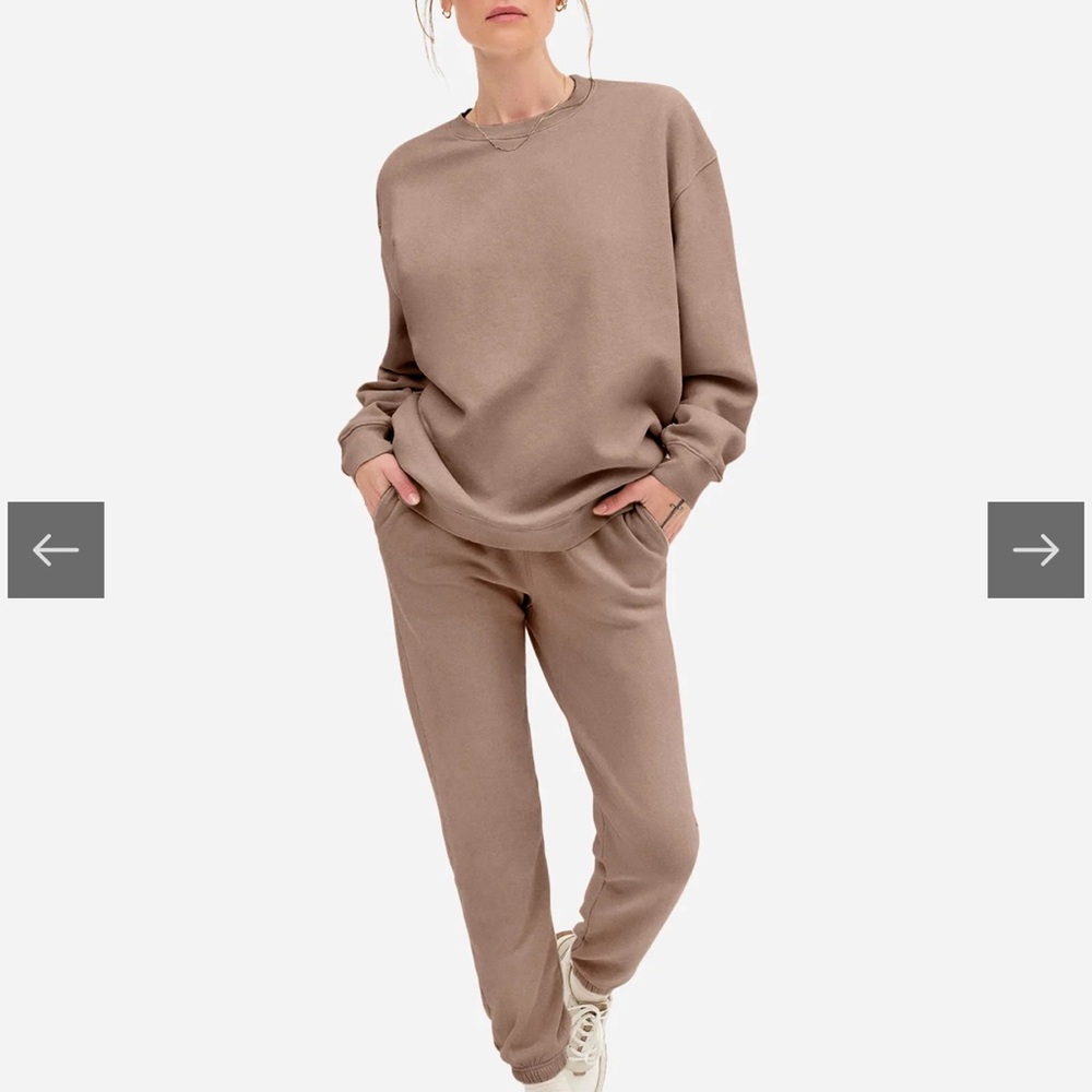 MATE the label, Cozy Taupe Sweatshirt and Joggers Set, XS